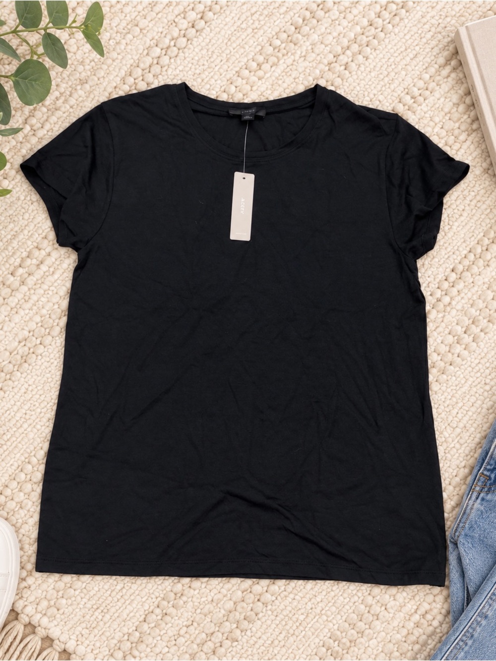 NWT J.Crew Re-Imagined Black Modal Tee — Size L